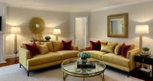 دکوراسیون پذیرایی با رنگ طلایی