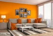دکوراسیون پذیرایی با رنگ نارنجی