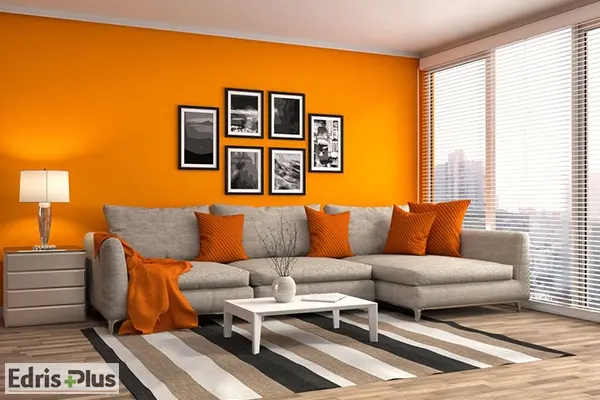 دکوراسیون پذیرایی با رنگ نارنجی دکوراسیون پذیرایی با رنگ نارنجی