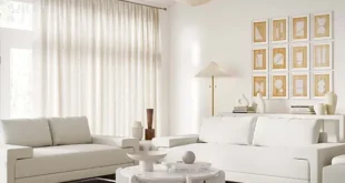 دکوراسیون پذیرایی با رنگ سفید صدفی