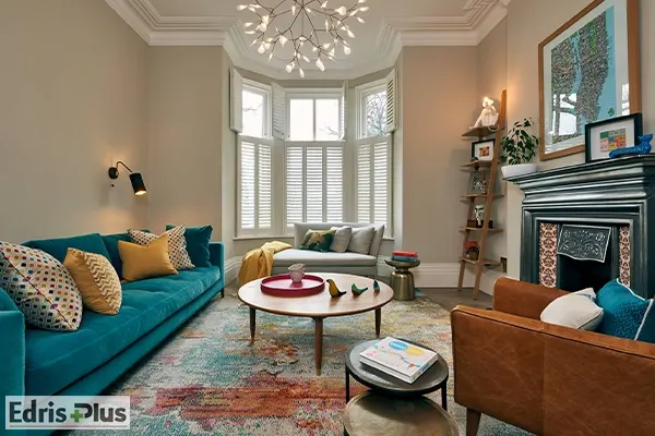 دکوراسیون پذیرایی با رنگ آبی فیروزه ای دکوراسیون پذیرایی با رنگ آبی فیروزه ای