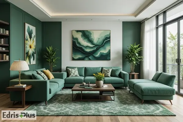 دکوراسیون پذیرایی با رنگ سبز دکوراسیون پذیرایی با رنگ سبز