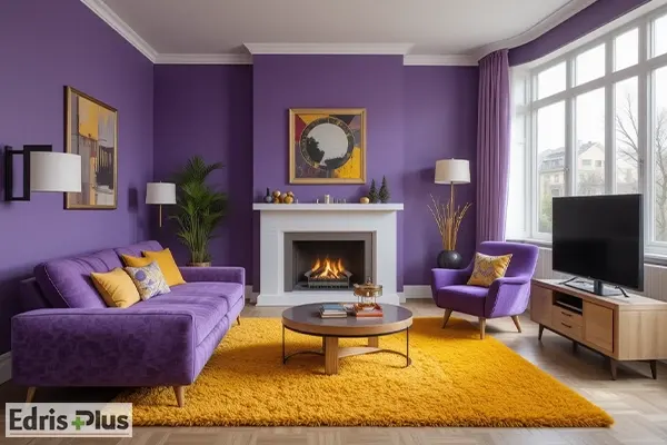 استفاده از رنگ زرد در کنار بنفش در دکوراسیون