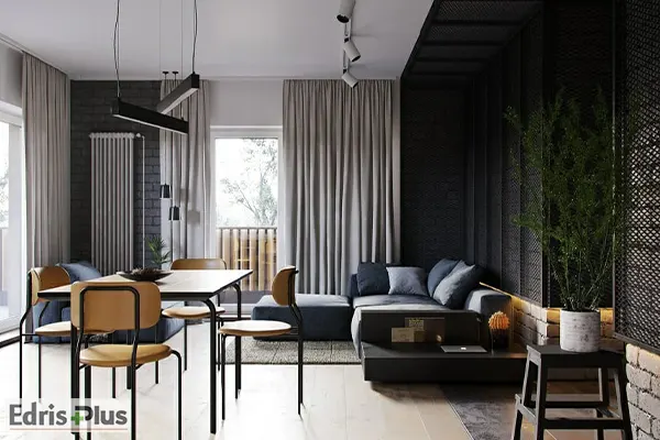 پرده ساده برای سبک صنعتی