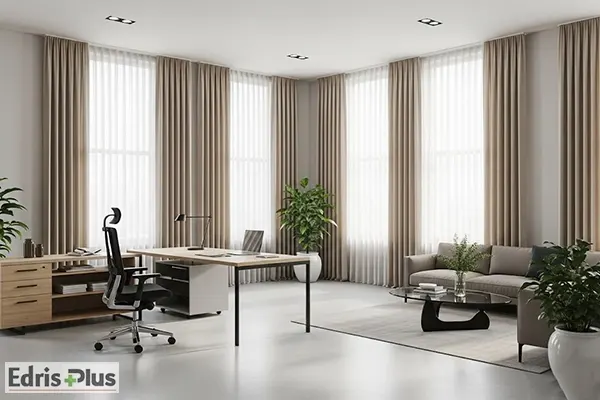 پرده اداری با رنگ بژ پرده اداری با رنگ بژ