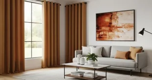 پرده رنگ کاراملی