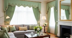 پرده رنگ سبز پاستیلی