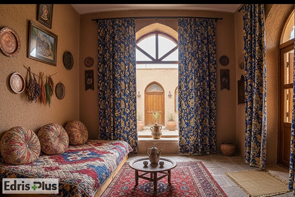 پرده با طرح سنتی برای اتاق خواب