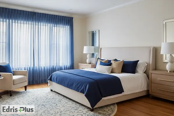 پرده حریر آبی