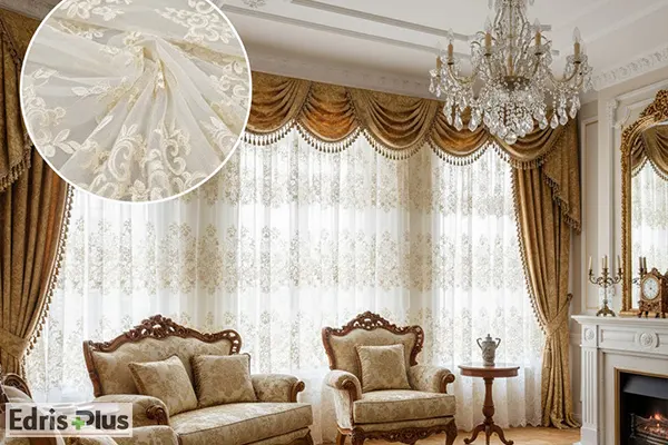 پرده خامه دوزی شده حریر 