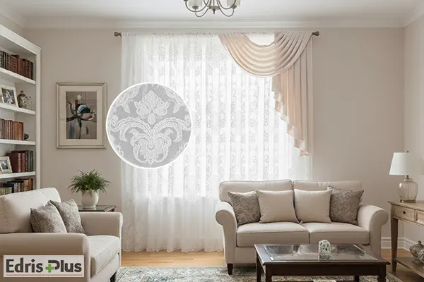 پرده حریر خامه دوزی