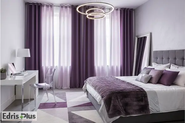 پرده حریر بنفش برای اتاق خواب پرده حریر بنفش برای اتاق خواب