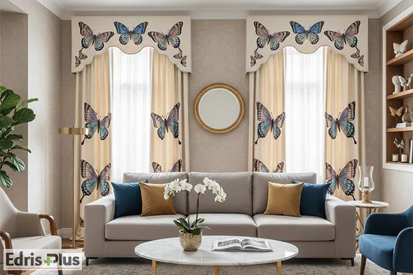 پرده کلاسیک با طرح پروانه