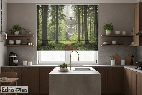 پرده شید رول با طرح درخت