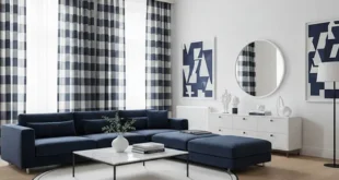 پرده با پارچه چهارخونه