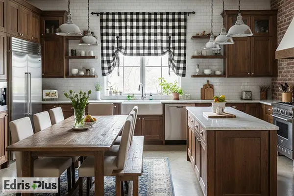 پرده آشپزخانه چهارخونه