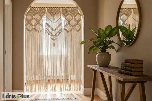 پرده مکرومه با نخ رافیا