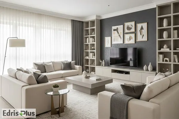 ترکیب رنگ کرم و طوسی