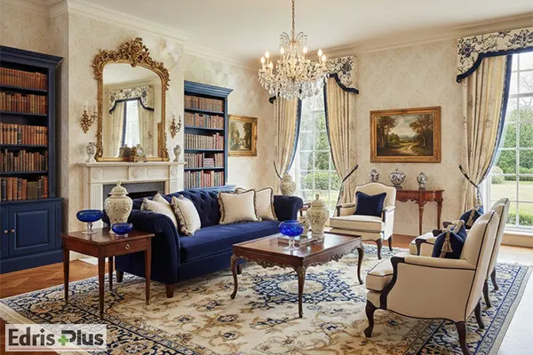 ست کرم با آبی نفتی