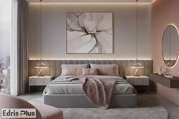 اتاق خواب طوسی و صورتی