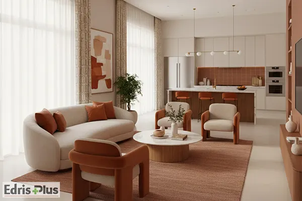 رنگ گرم برای اتاق پذیرایی