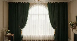 پرده مخمل سبز جنگلی