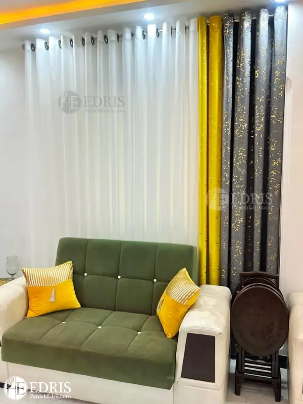 پرده حریر برای پذیرایی به همراه والان پانچ